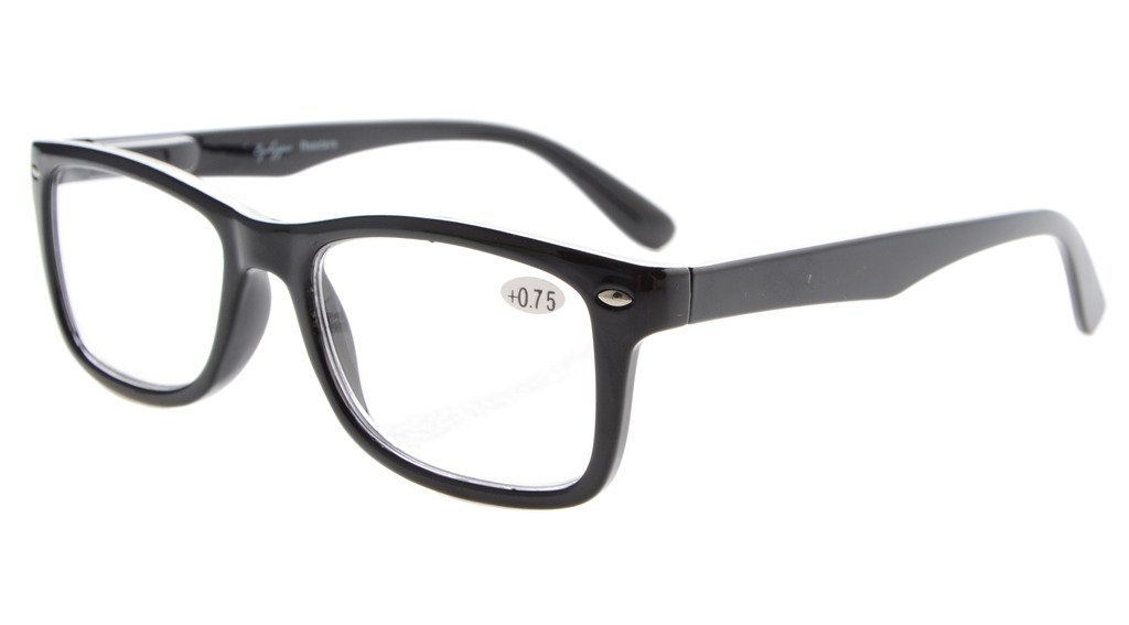 Eyekepper Readers Spring-Hinges Quality Classic Vintage Style Reading Glasses Black +1.0