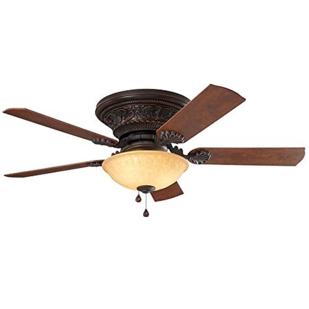 Lynstead 52-in Specialty Bronze Flush Mount Indoor Residential Ceiling Fan with LED Light Kit