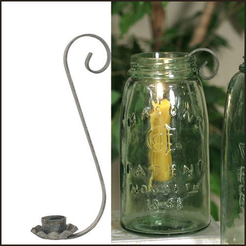 Mason Jar Taper Candle Holder in Barn Roof