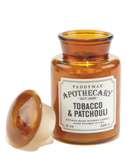 Paddywax Candles Apothecary Collection Jar Candle, 8-Ounce, Tobacco and Patchouli