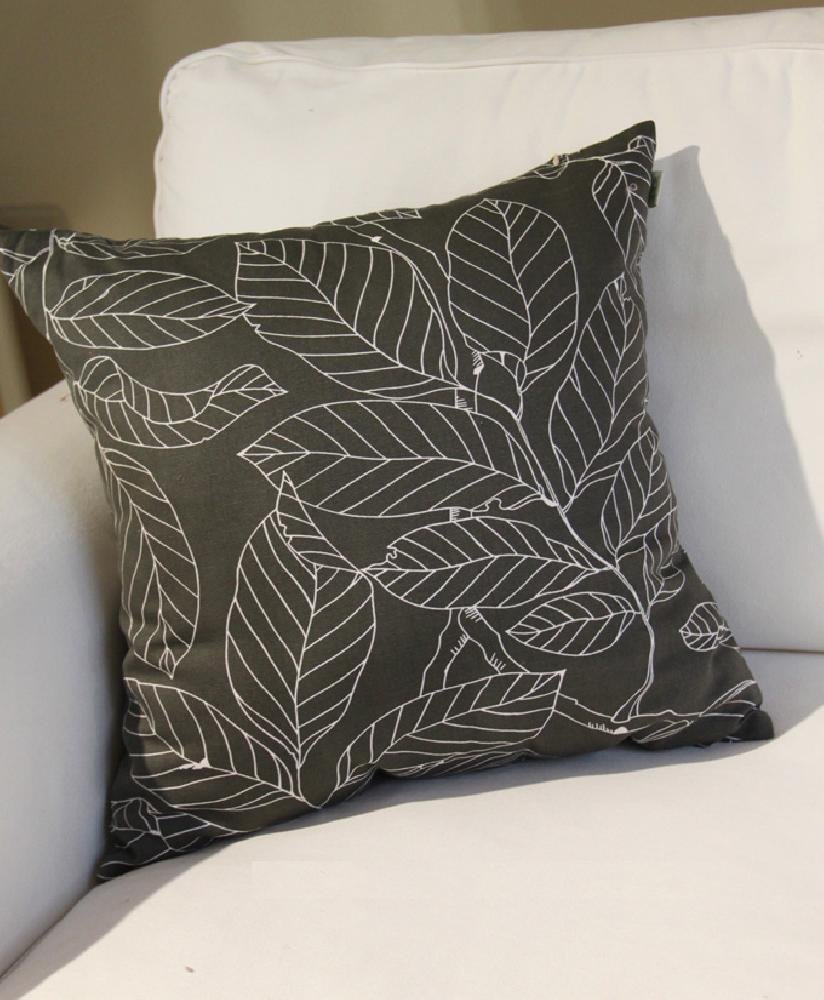 TangDepot Decorative Handmade Light Black Floral 100% Cotton Printcloth Throw Pillow Covers /Pillow Shams, Include 4 Sizes, Light Black, 12" x 18", 18" x 18", 22" x 22" and 26" x 26" - 18" x 18", Light Black