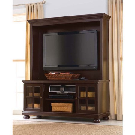 Better Homes and Gardens Espresso Elegant TV Stand with Hutch, Mullion framed doors, for TVs up to 50"