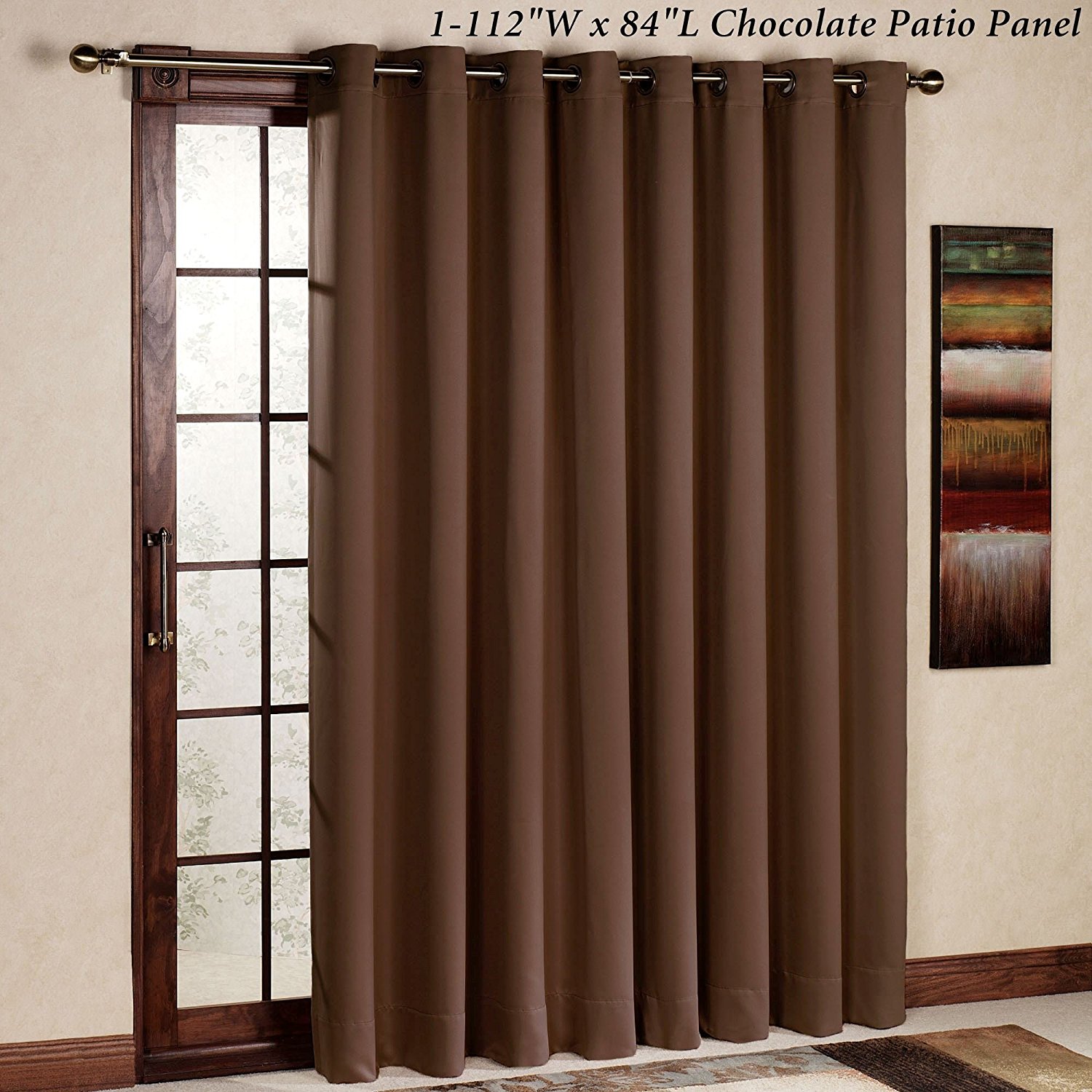 RHF Thermal Insulated Blackout Patio door Curtain Panel, Sliding door curtains, Wide curtains: 100W by 84L Inches-Chocolate