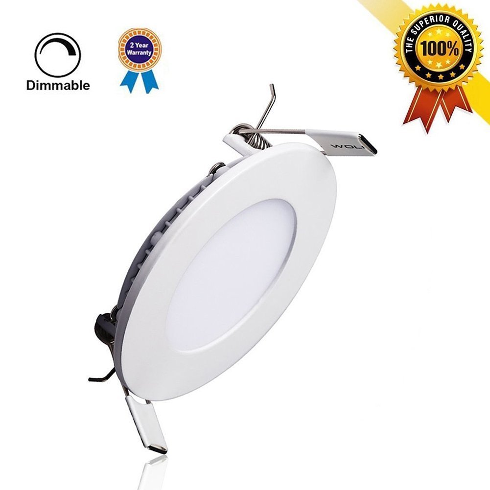 P&B Lighting 15W Dimmable Round LED Panel flush mount light, Ultra-thin Recessed Ceiling Lamp, 100W Incandescent Equivalent, 1200lm, Warm White 3000K, Cut Hole 7.1 Inch, Downlight with 110V LED Driver