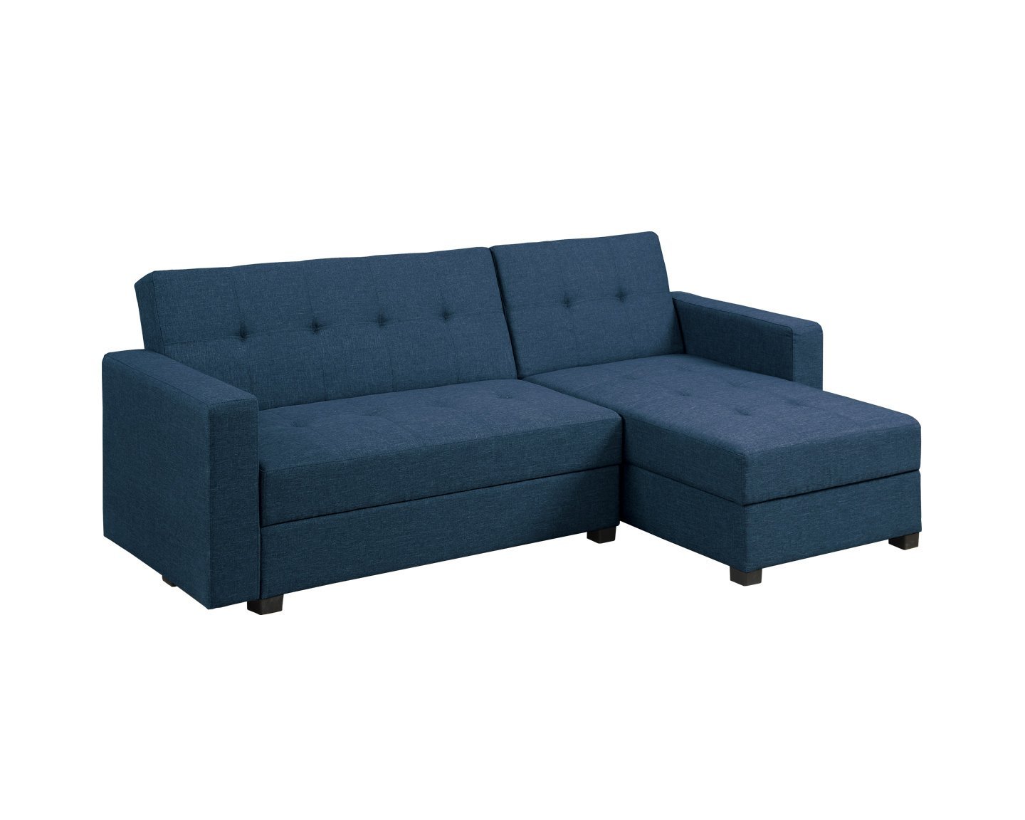Poundex F7895 Bobkona Medora Linen-Like Left or Right Hand Chaise Adjustable Sectional with Compartment, Navy