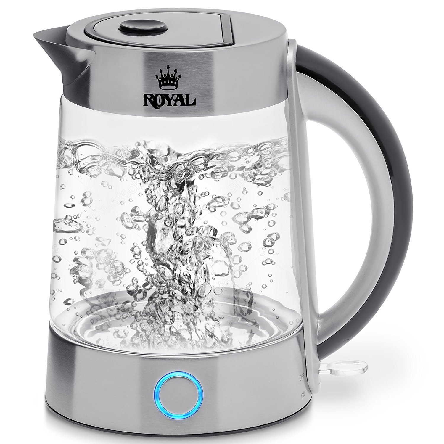 Royal Electric Kettle (BPA Free) - Fast Boiling Glass Tea Kettle (1.7L) Cordless, Stainless Steel Finish Hot Water Kettle – Glass Tea Kettle, Tea Pot – Hot Water Dispenser