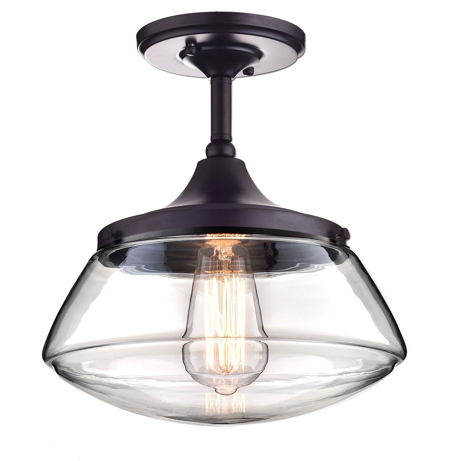 CLAXY Ecopower Vintage Metal & Glass Ceiling Light 1-lights Pendant Lighting Chandelier