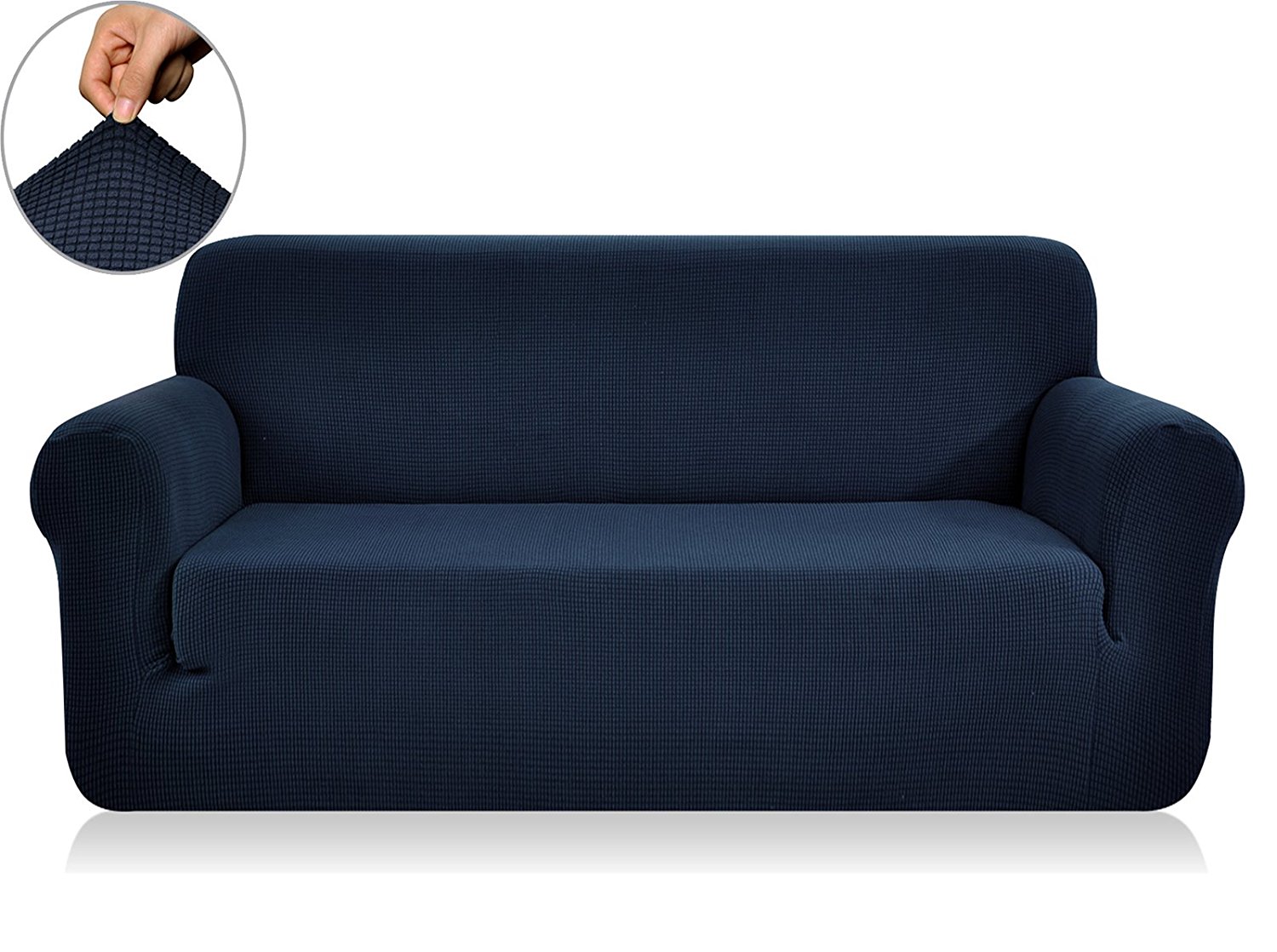Chunyi Jacquard Sofa Covers 1-Piece Polyester Spandex Fabric Slipcovers (Sofa, Dark Blue)