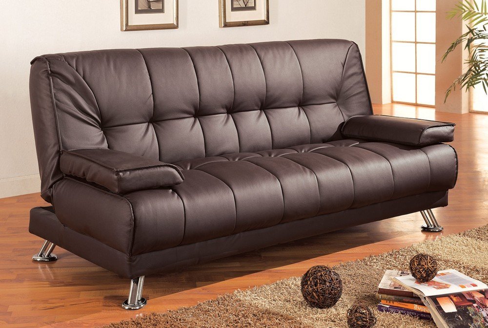 Coaster Futon Sofa Bed with Removable Arm Rests, Brown Vinyl