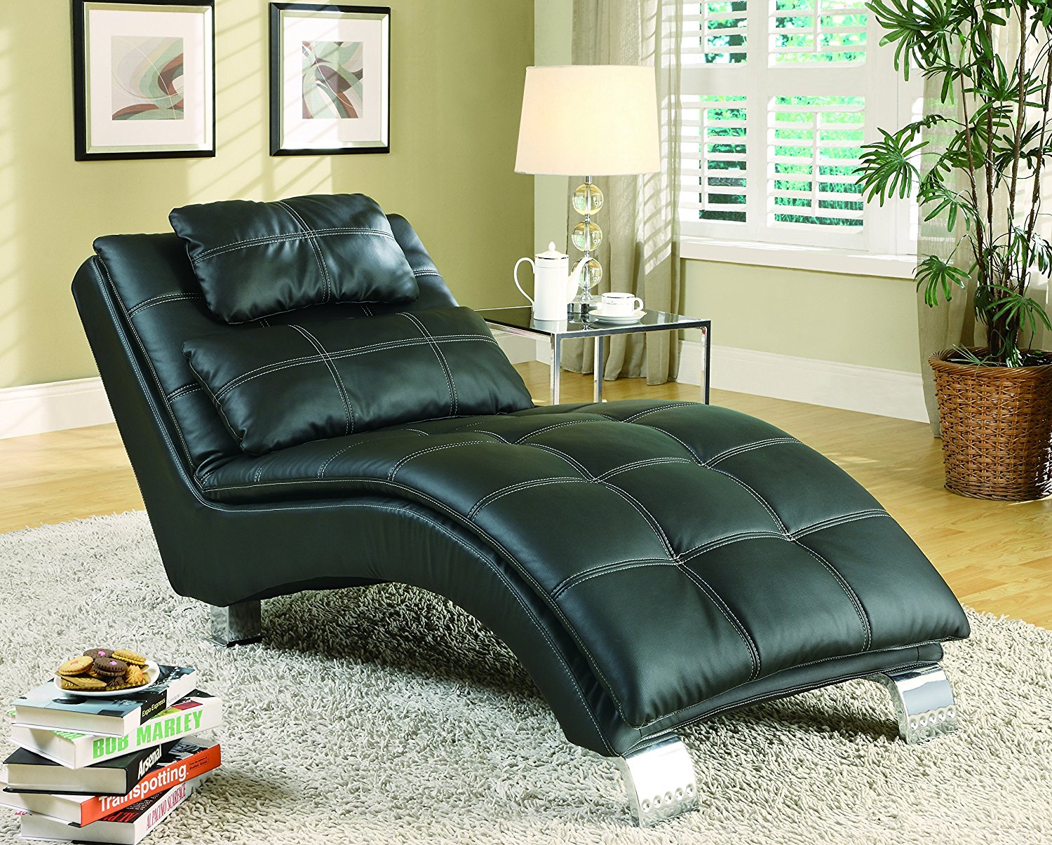 Coaster Home Furnishings 550075 Contemporary Chaise, Black