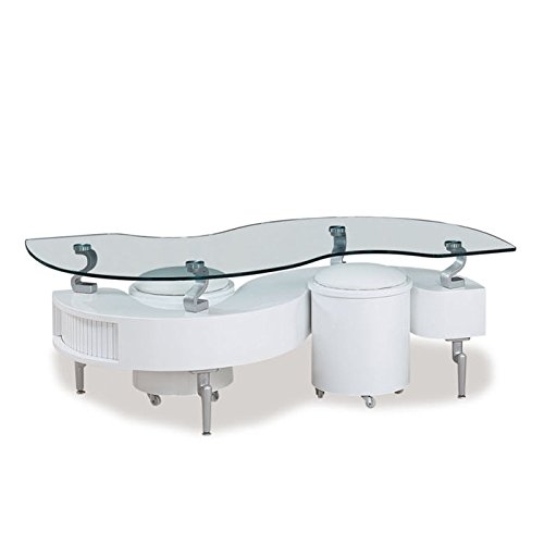 Global Furniture White Occasional Coffee Table with Silver Legs