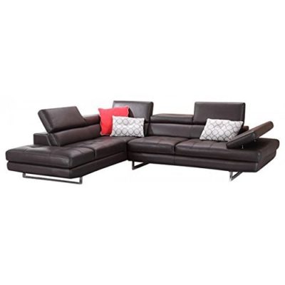 JM Furniture A761 Italian Leather Left Sectional in Coffee