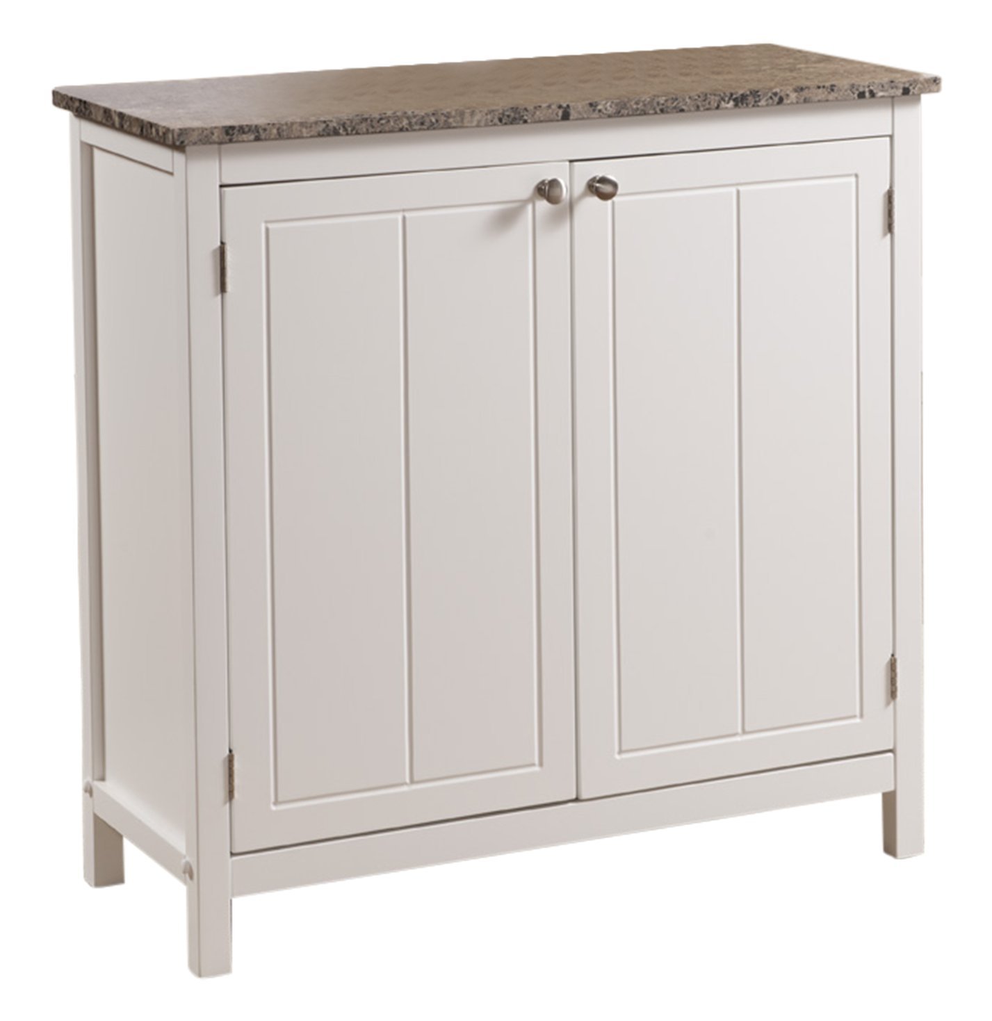 Kings Brand White With Marble Finish Top Kitchen Island Storage Cabinet