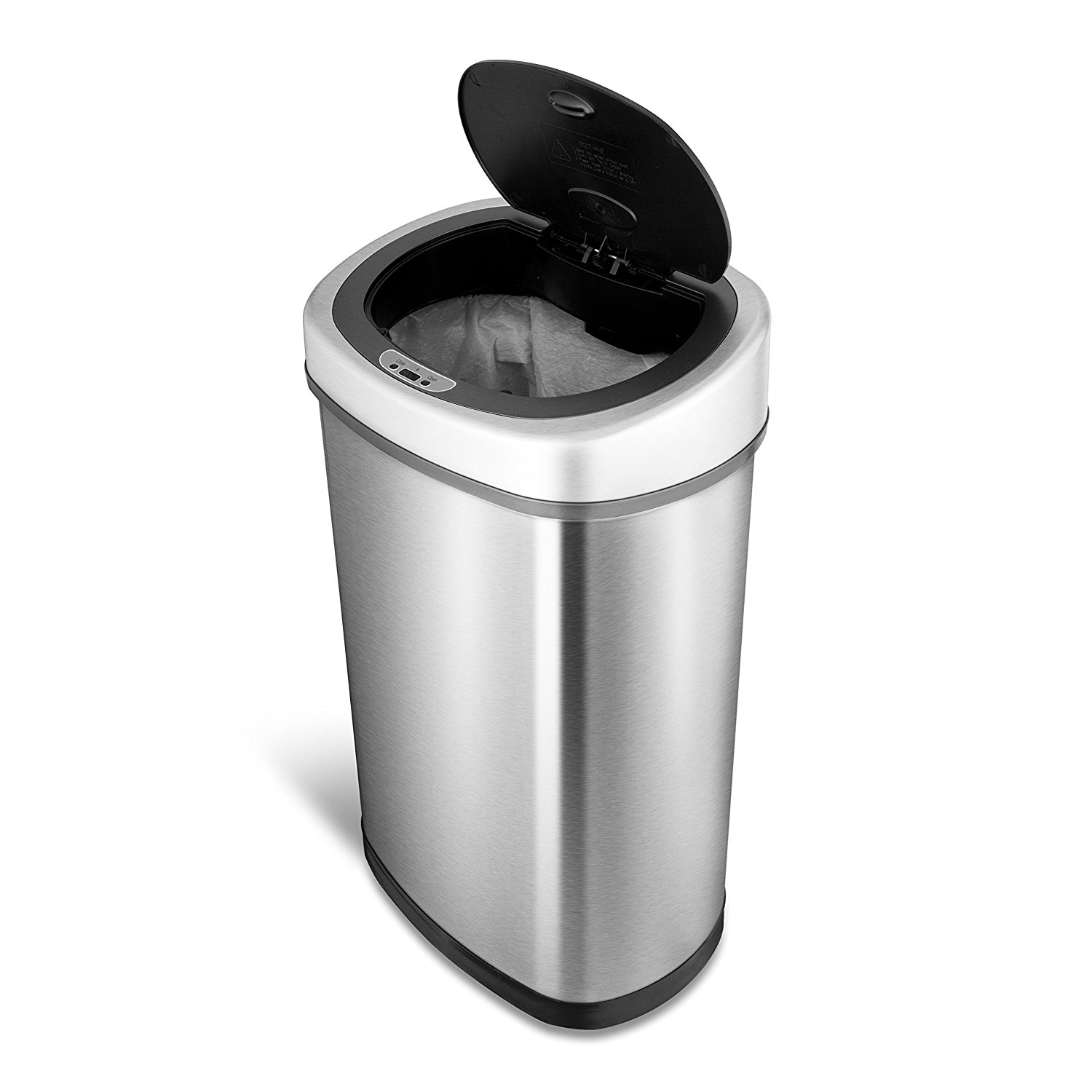 NINESTARS DZT-50-9 The Original Touchless Automatic Motion Sensor Trash Can, 13.2 Gal. / 50 L., Stainless Steel