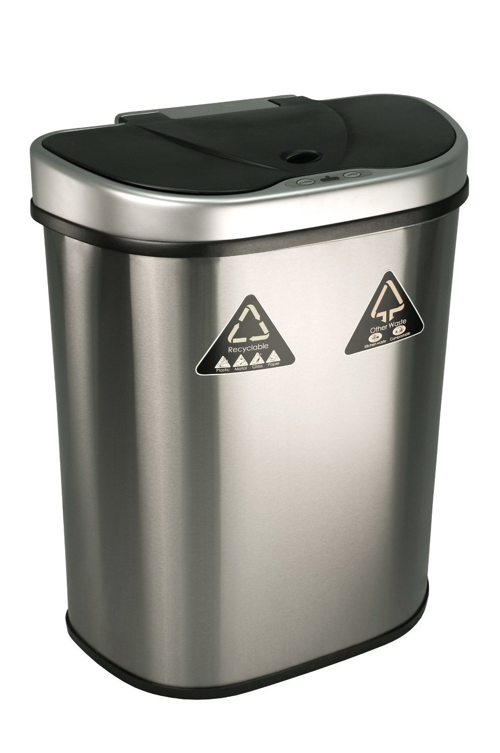 NINESTARS DZT-70-11R The Original Touchless Automatic Motion Sensor Trash Can/Recycler, 18.5 Gal. / 70 L., Stainless Steel