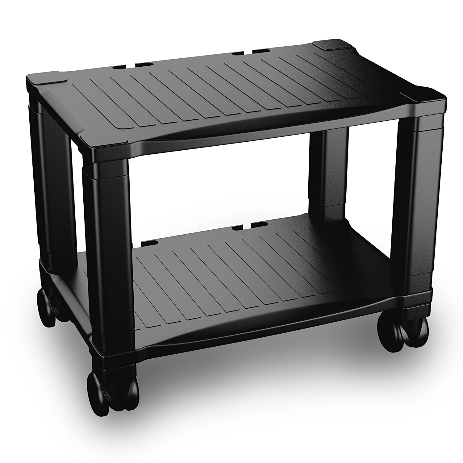 Printer Stand with Wheels - 2 Tiers Shelf - Small Under the Desk Machine Stand Cart -Mini Home Office Rolling Mobile Storage Solution