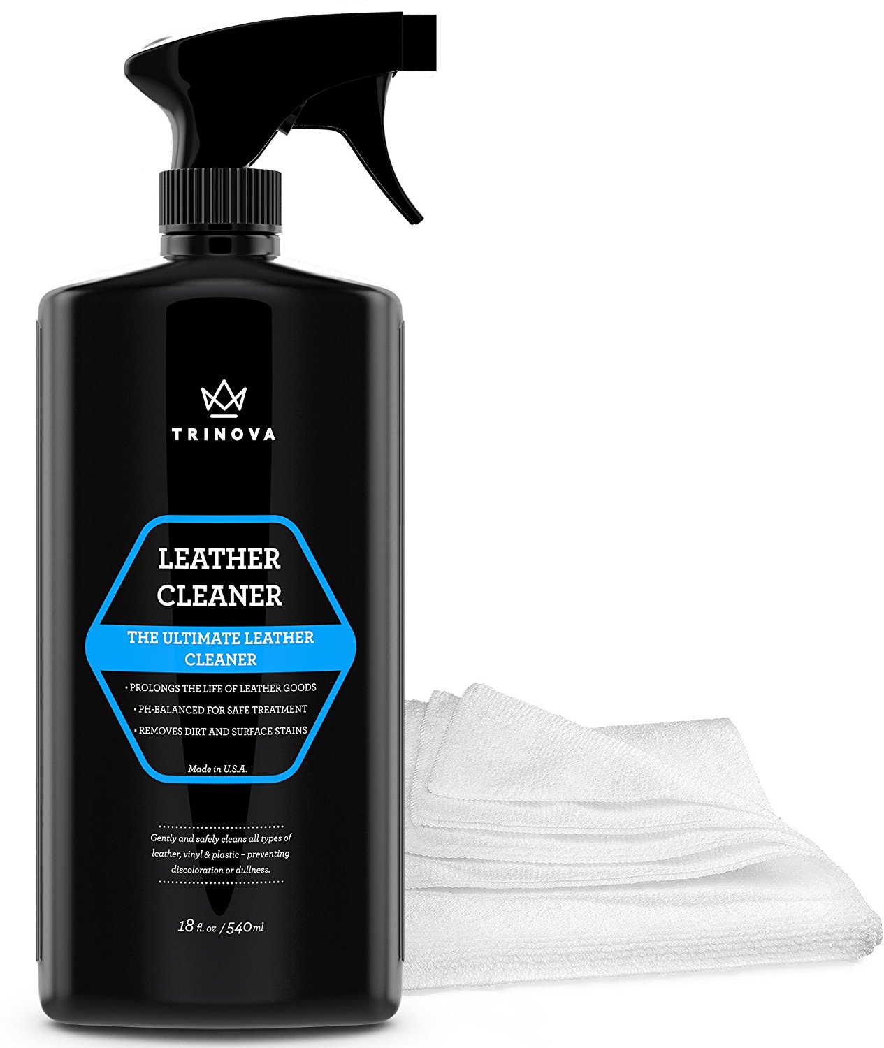 TriNova Leather Cleaner with Microfiber Towel - 18 oz