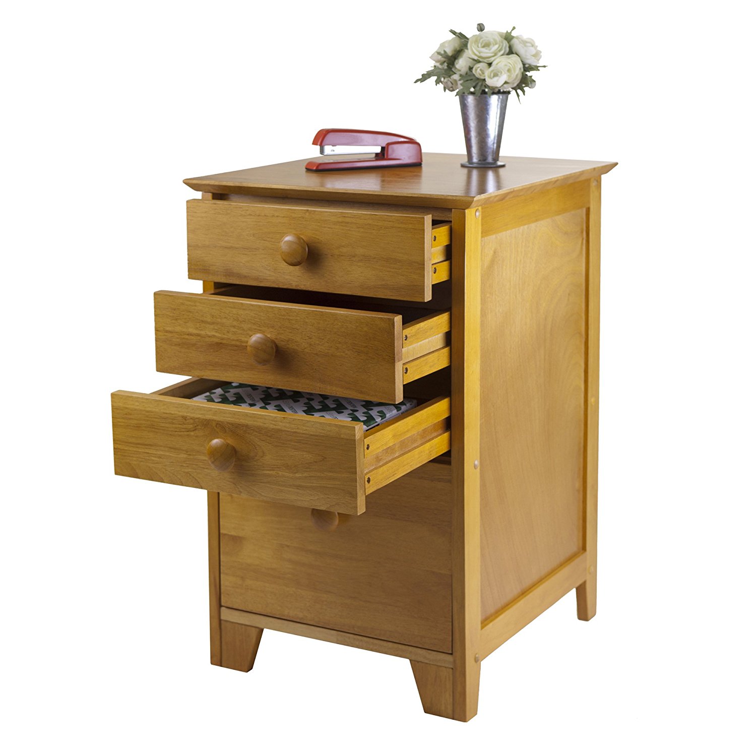 Winsome Solid Wood 4 Drawer Lateral Wood File Cabinet in Honey Pine
