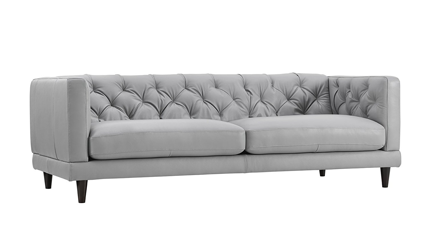 Zeno Light Grey Leather Stationary Sofa