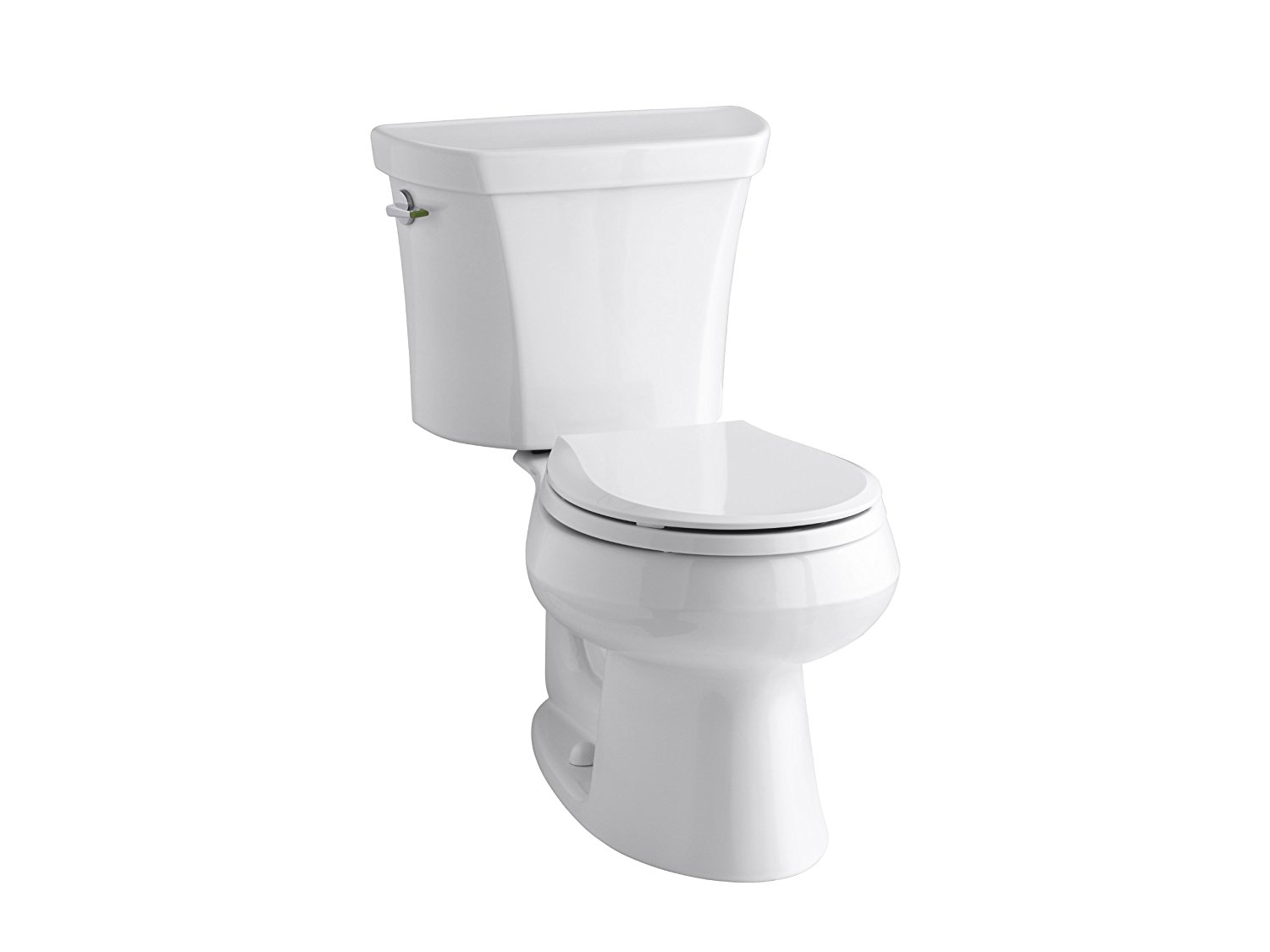 KOHLER K-3987-0 Wellworth Two-Piece Round-Front Dual-Flush Toilet with Class Five Flush System and Left-Hand Trip Lever, White
