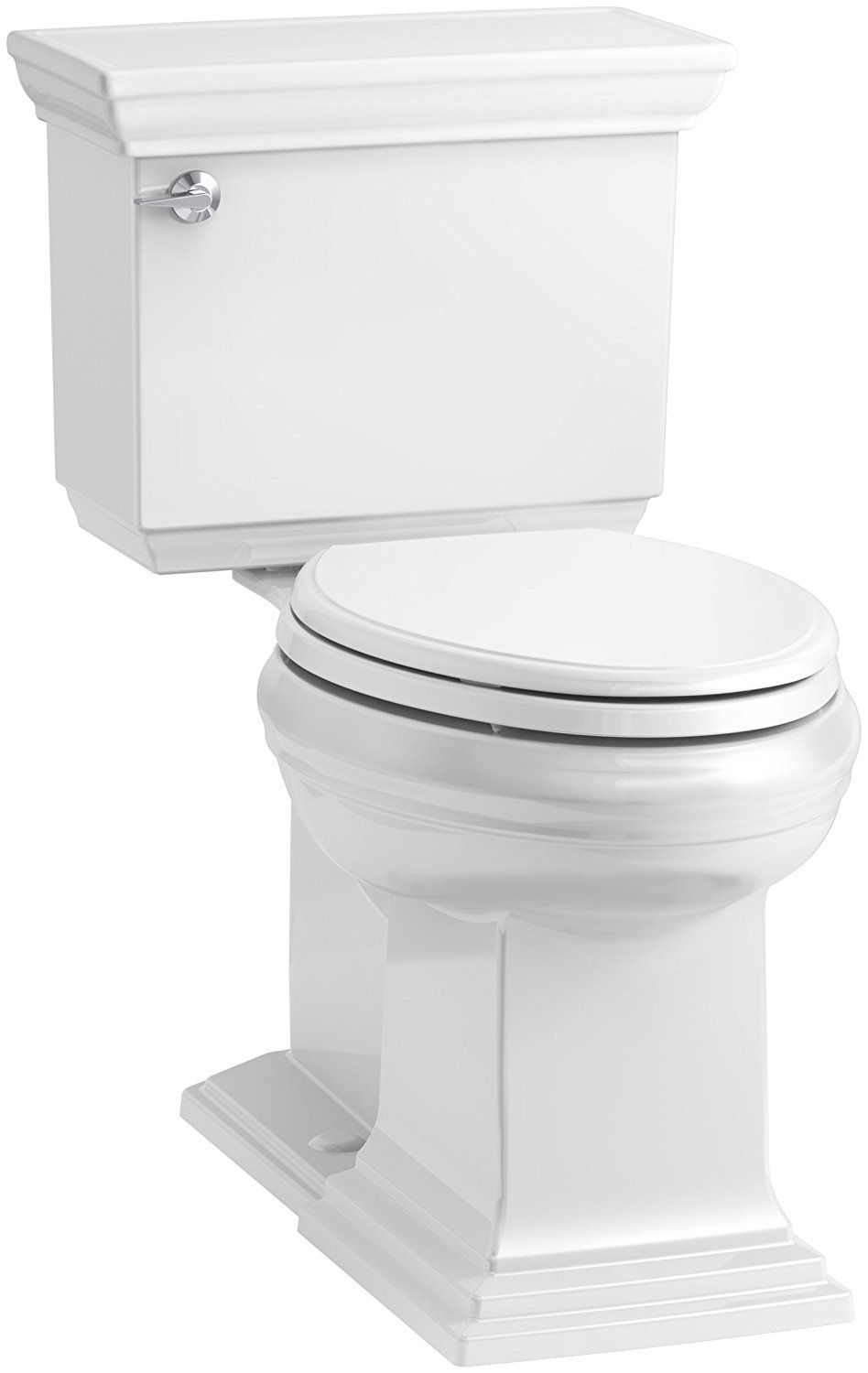 KOHLER K-6669-0 Memoirs Stately Comfort Height Elongated 1.28 GPF Toilet with Aqua Piston Flush Technology, Concealed Trap Way and Left-Hand Trip Lever (2 Piece), White