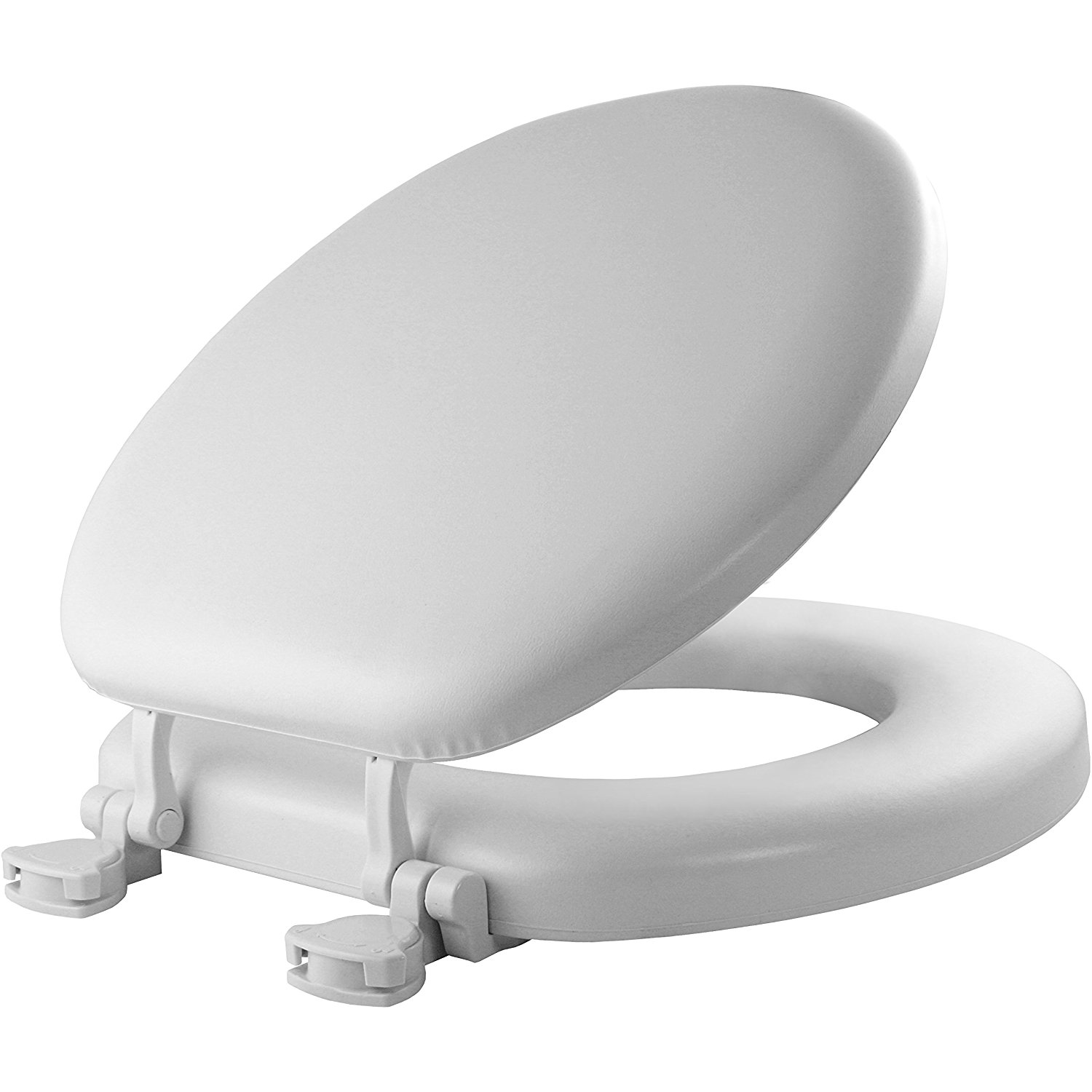 Mayfair 13EC 000 Soft Toilet Seat with Molded Wood Core and Easy-Clean & Change Hinges, Round, White