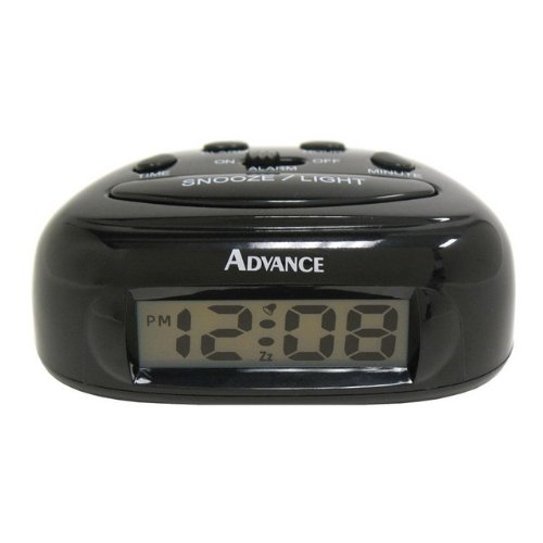 Geneva Clock Company Black LCD Bedside Alarm Clock