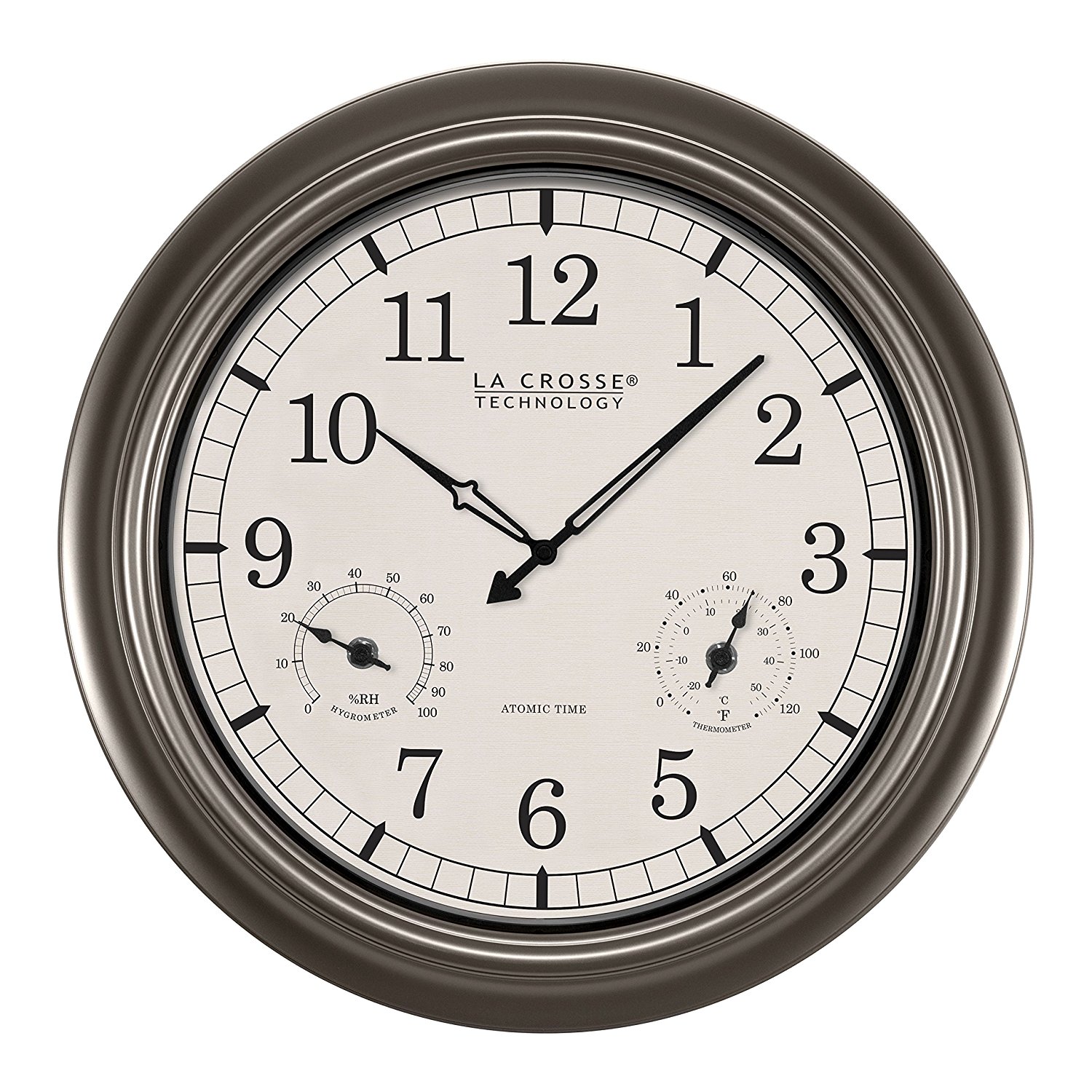 La Crosse Technology WT-3181PL Atomic Outdoor Clock with Temperature & Humidity-18 inch