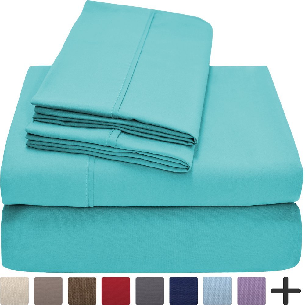 Premium 1800 Ultra-Soft Microfiber Collection Queen Sheet Set, Hypoallergenic, Easy Care, Wrinkle Resistant, Deep Pocket (Queen, Turquoise)