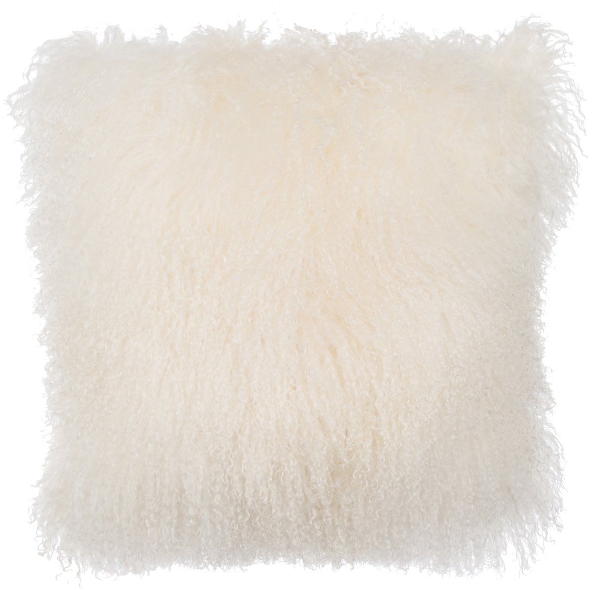 SLPR Mongolian Lamb Fur Throw Pillow Cover (16'' x 16'', Natural) | Real Fur Decorative Cushion Cover Pillow Case for Living Room Bedroom