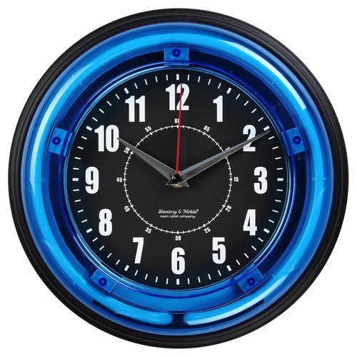 Sterling and Noble 11 Neon Wall Clock, Neon Blue by Sterling & Noble