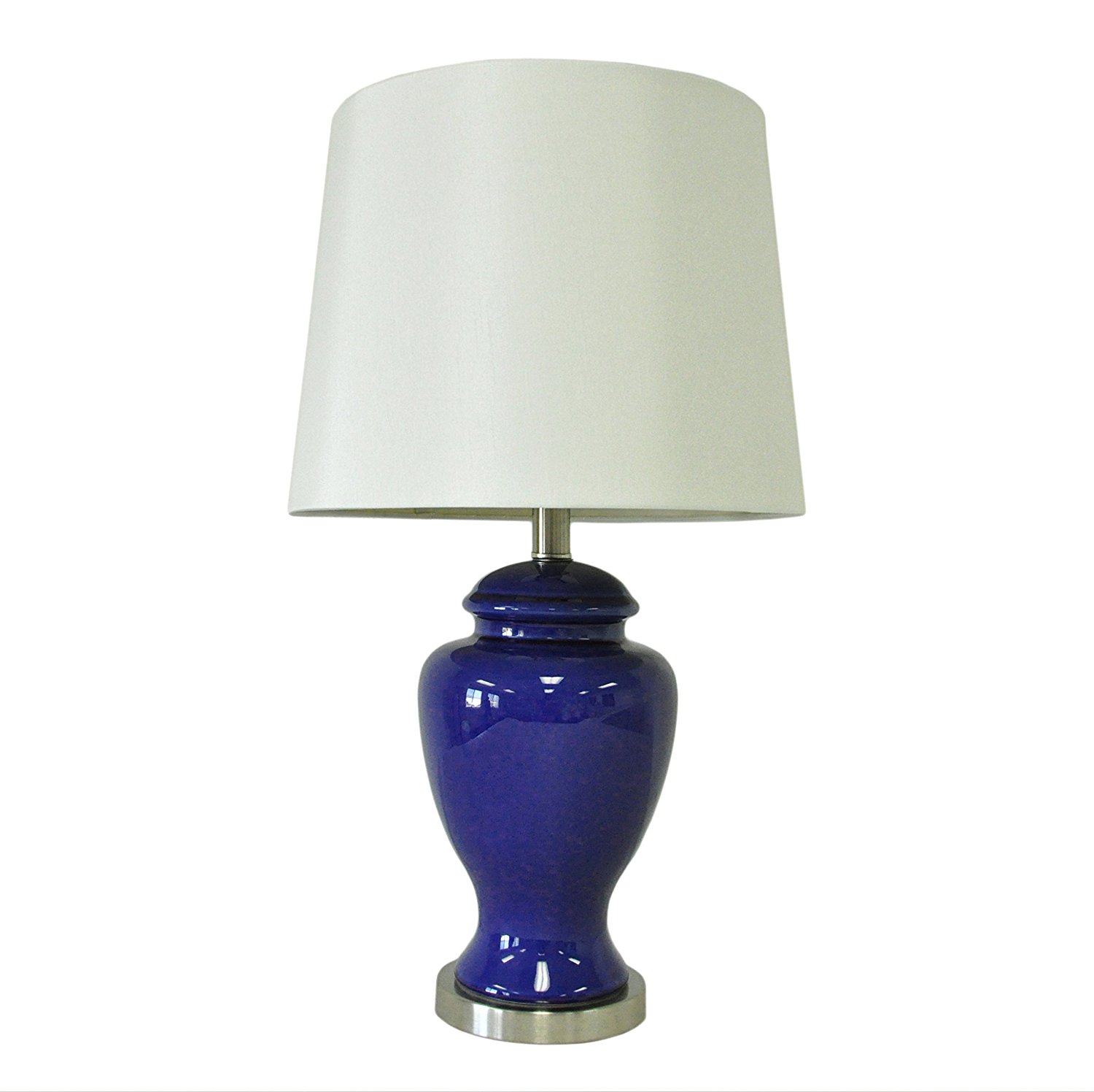 24" Classic Blue Ceramic Ginger Jar Table Lamp Desk Lamps Bedroom Living Room