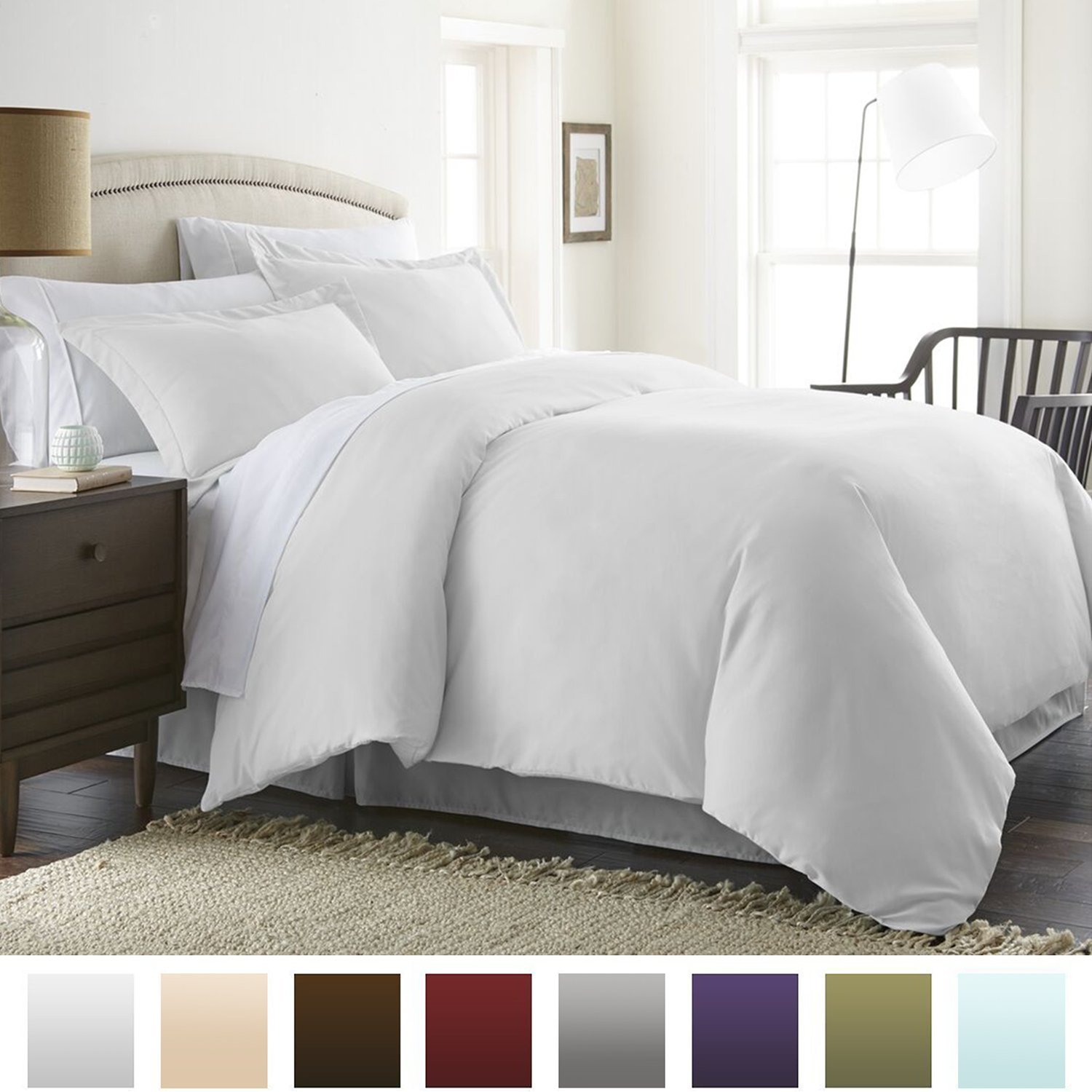 Beckham Hotel Collection Luxury Soft Brushed 1800 Series Microfiber Duvet Cover Set - Hypoallergenic - King/Cal King, White