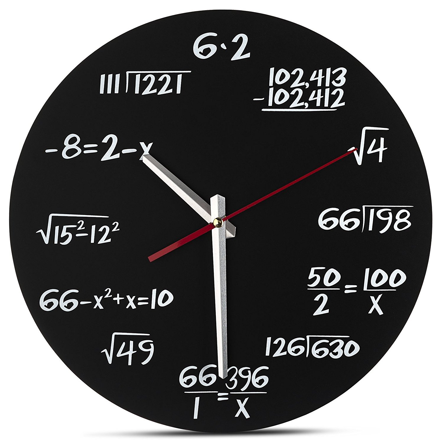 Decodyne Math Wall Clock - Unique Wall Clock - Each Hour Marked By a Simple Math Equation