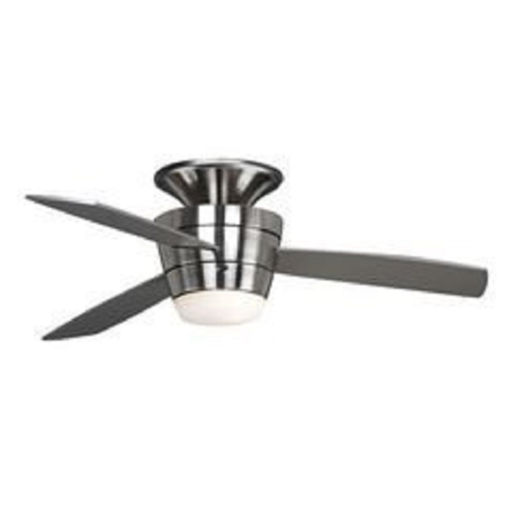 Harbor Breeze Mazon 44-in Brushed Nickel Flush Mount Indoor Ceiling Fan with Light Kit and Remote (3-Blade)