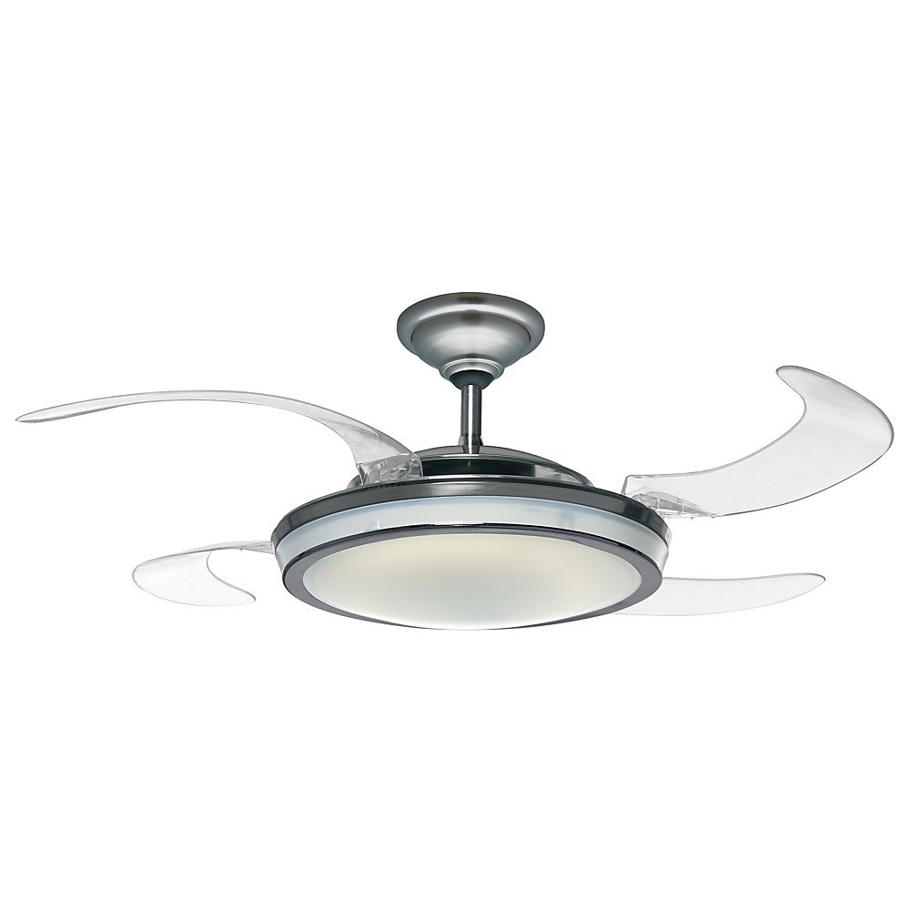 Hunter 59085 Fanaway Retractable Blade 48" Brushed Chrome Ceiling Fan with Light Kit and Remote Control
