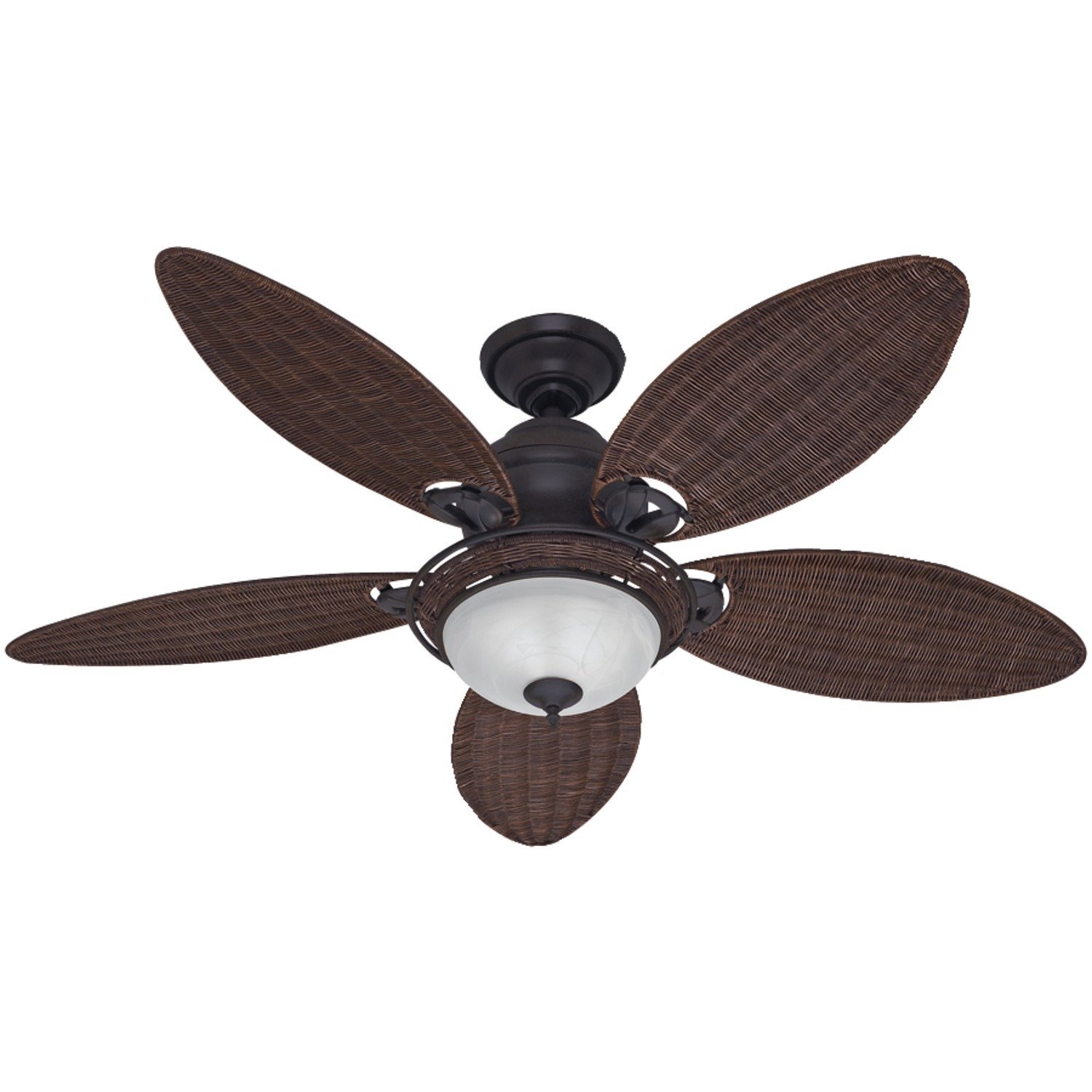 Hunter Fan Company 54095 Caribbean Breeze 54-Inch Ceiling Fan with Five Antique Dark Wicker Blades and Light Kit, Weathered Bronze