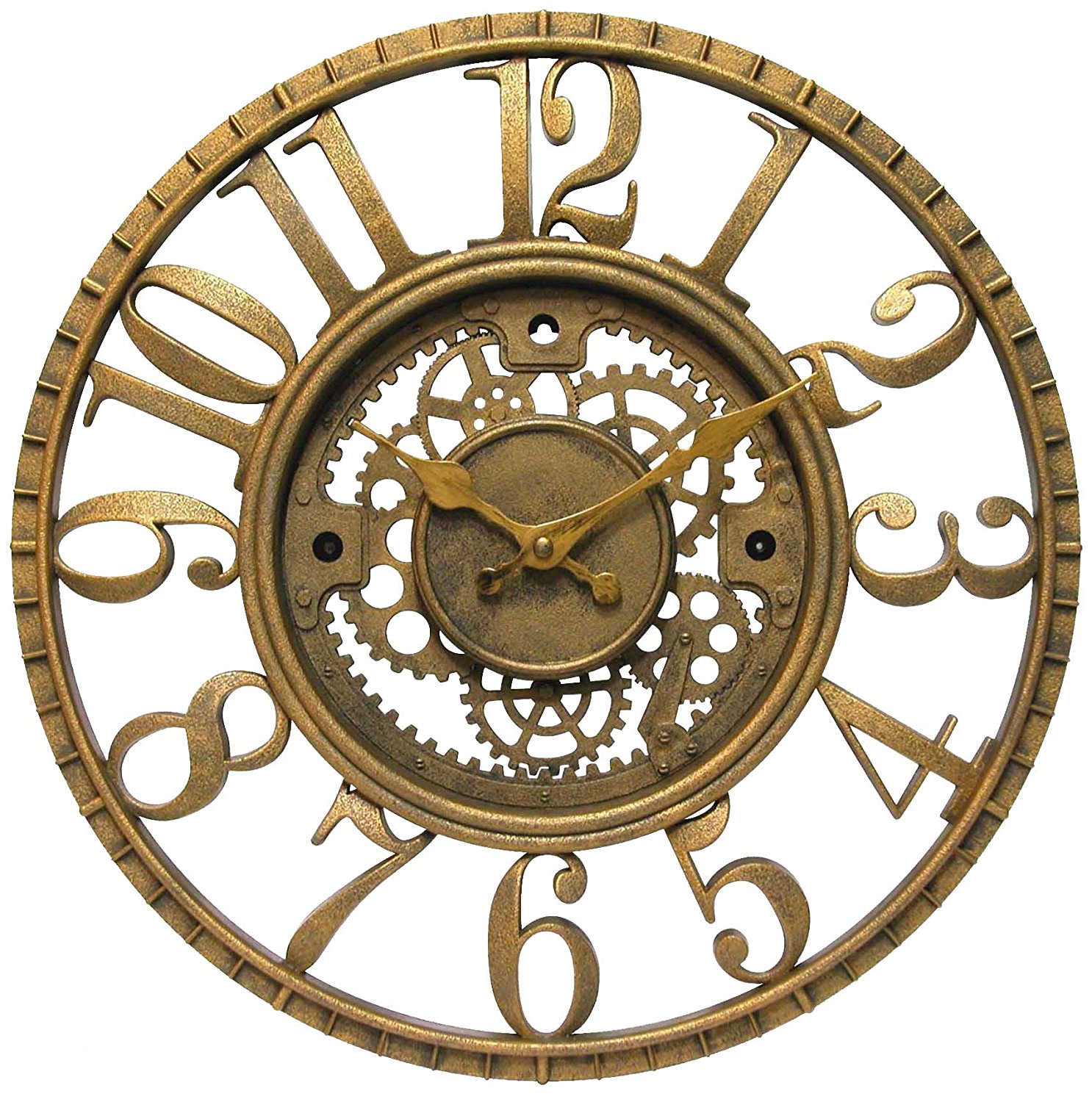 Infinity Instruments Gear Open Dial Resin Clock, Gold