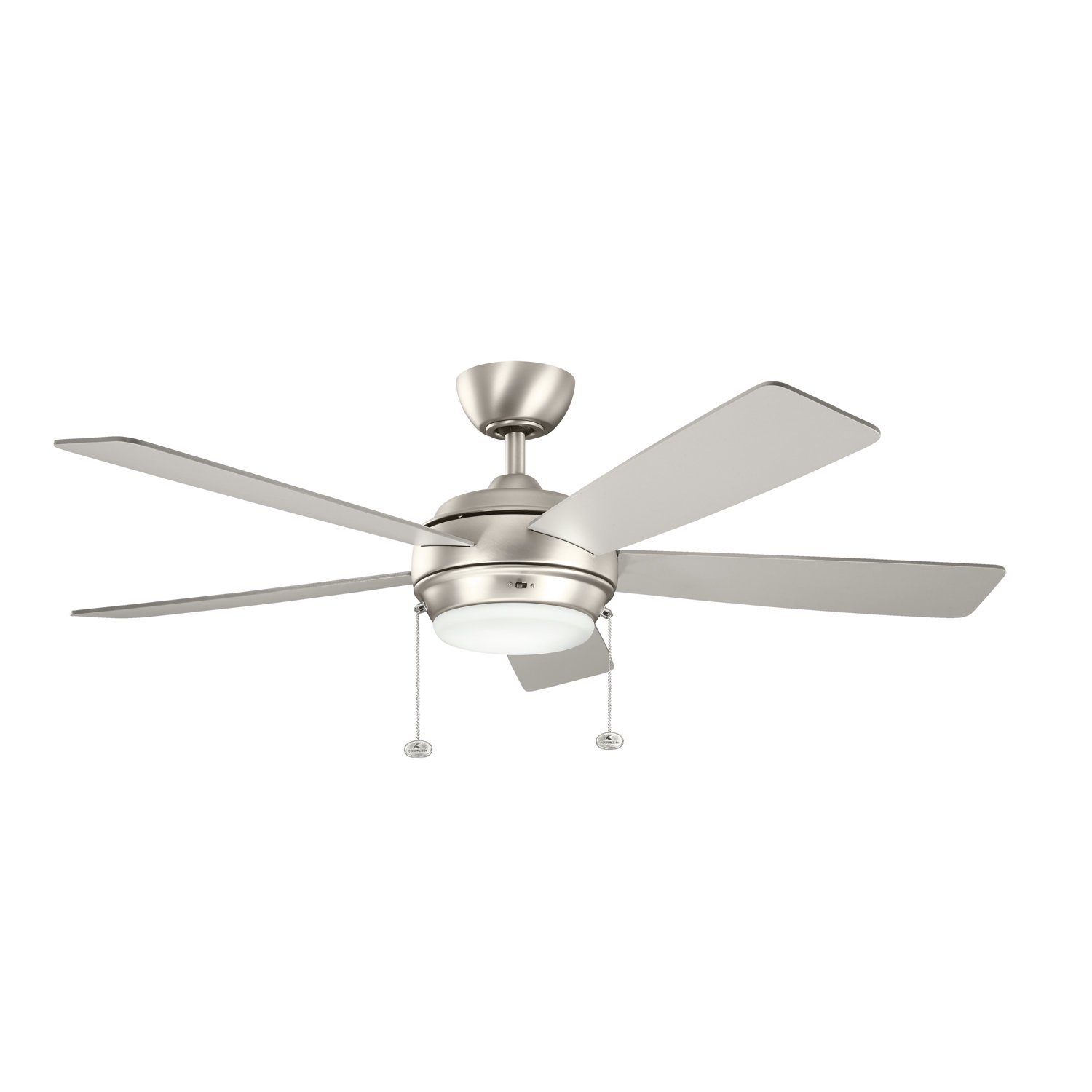 Kichler Lighting 300173NI Starkk 52IN Ceiling Fan, Brushed Nickel Finish with Reversible Silver/Walnut Blades and Satin Etched Glass Downlight