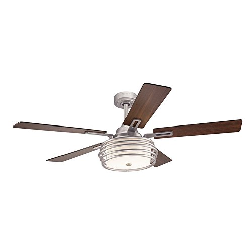 Kichler Lighting Bands 52-in Brushed Nickel Downrod Mount Indoor Ceiling Fan with Light Kit and Remote
