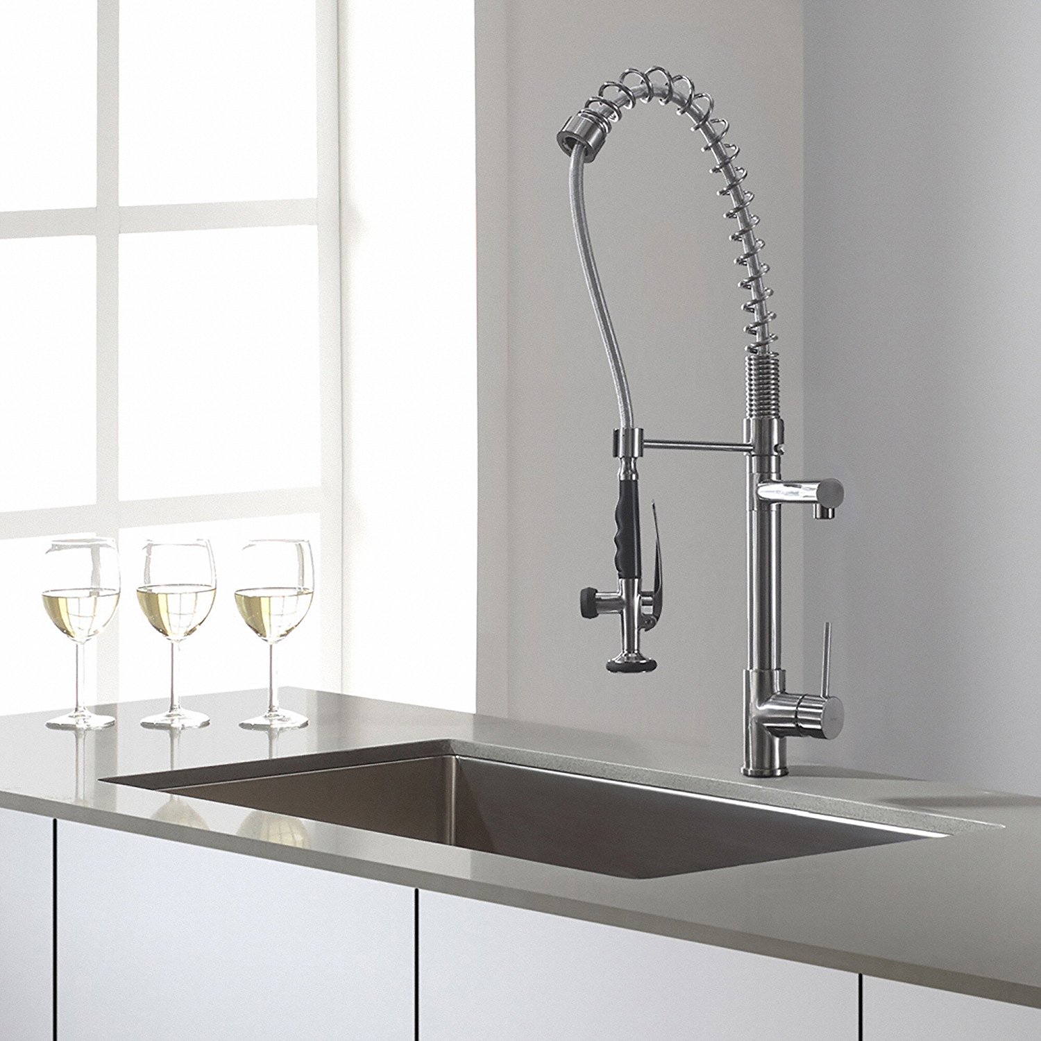 Kraus KPF-1602 Single Handle Pull Down Kitchen Faucet Commercial Style Pre-rinse in Chrome