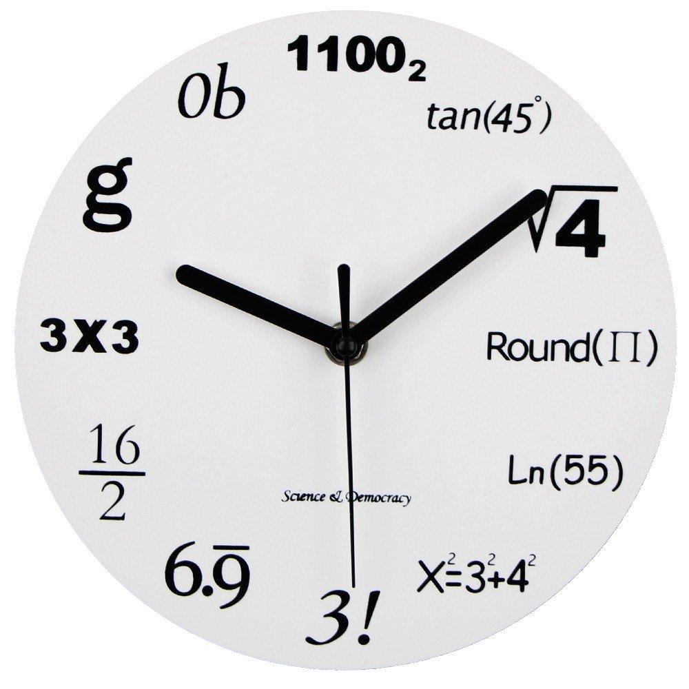 Math Clock, Timelike Unique Wall Clock Modern Design Novelty Maths Equation Clock - Each Hour Marked By a Simple Math Equation