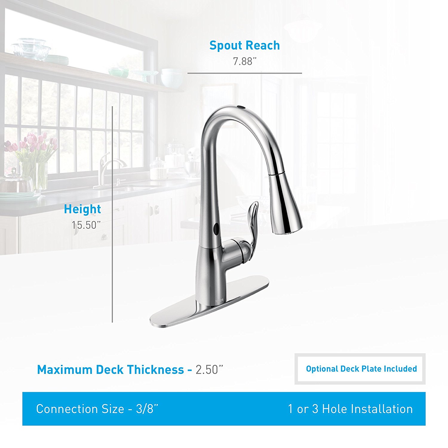 Moen Arbor Motionsense Touchless One-Handle High Arc Pulldown Kitchen Faucet Featuring Reflex, Spot Resist Stainless (7594ESRS)