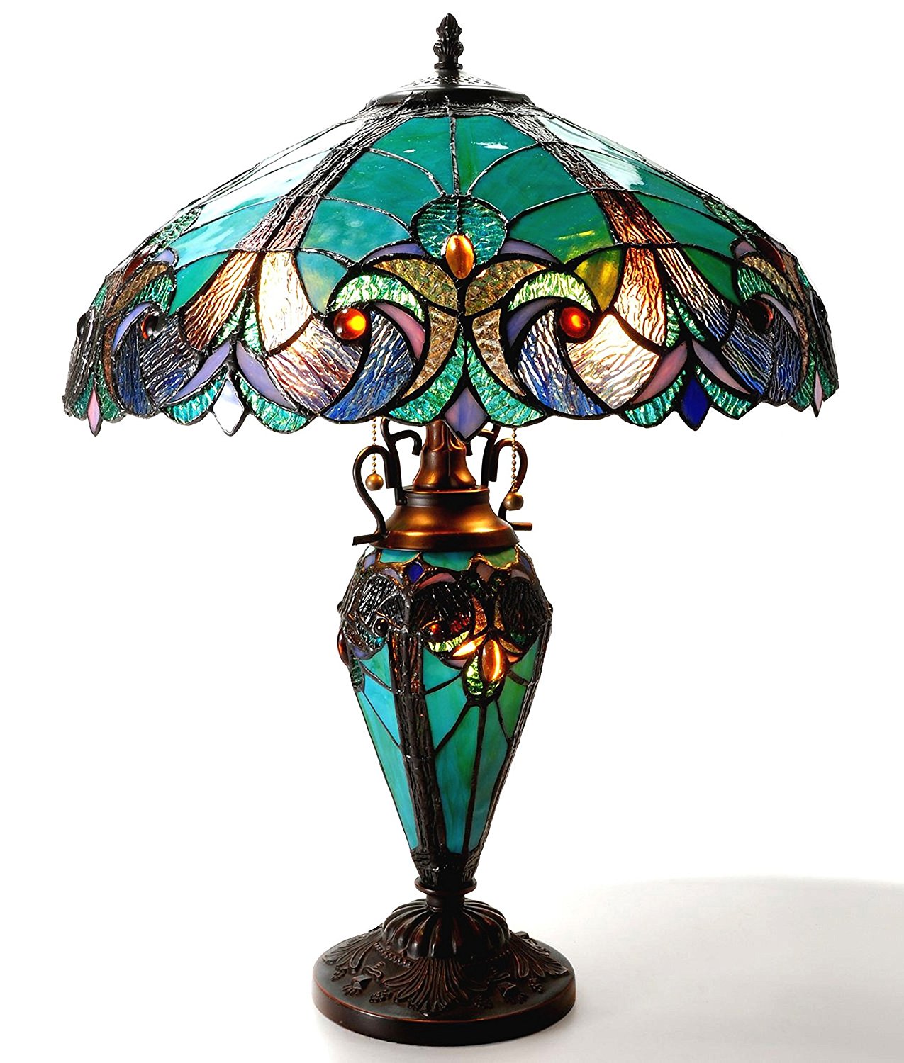 Chloe Lighting CH18780VG18-DT3 "LIAISON" Tiffany-Style Victorian 3 Light Double Lit Table Lamp 18-Inch Shade
