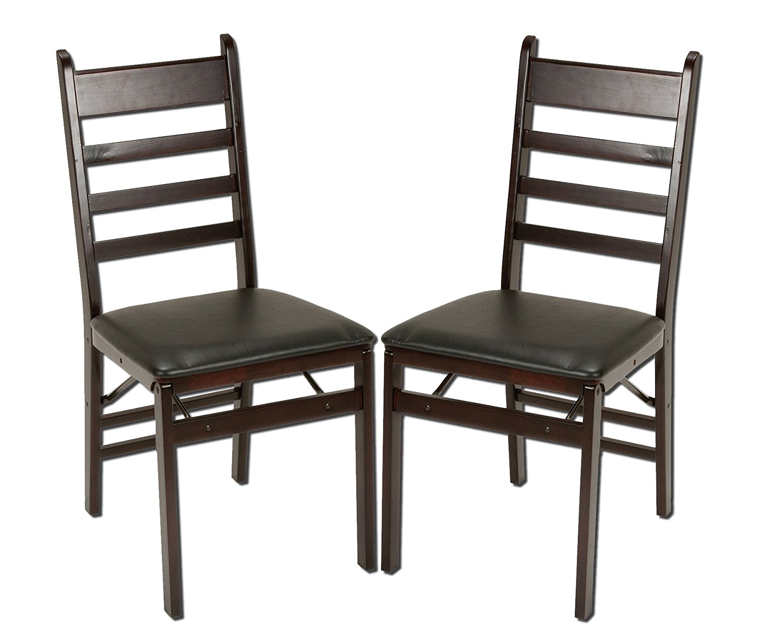 Cosco 2-Pack Wood Folding Chair with Vinyl Seat and Ladder Back, Espresso