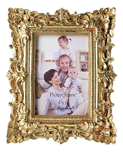 Gift Garden Friends Gift Gold Vintage Picture Frame 4 by 6 -Inch in hand Painted for Photo Display 4x6