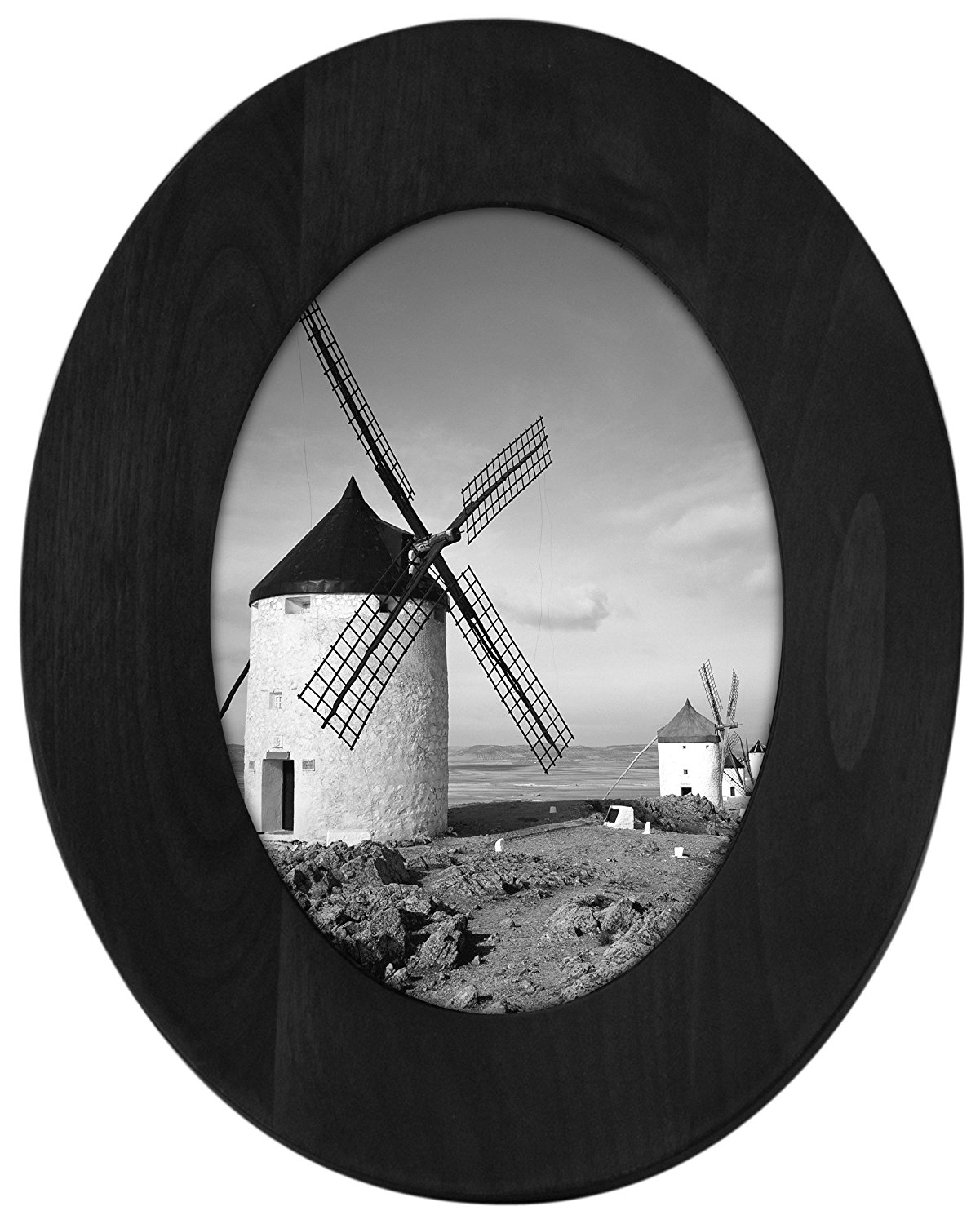 Malden International Designs Classic Oval Black Wood Picture Frame, 5x7, Black