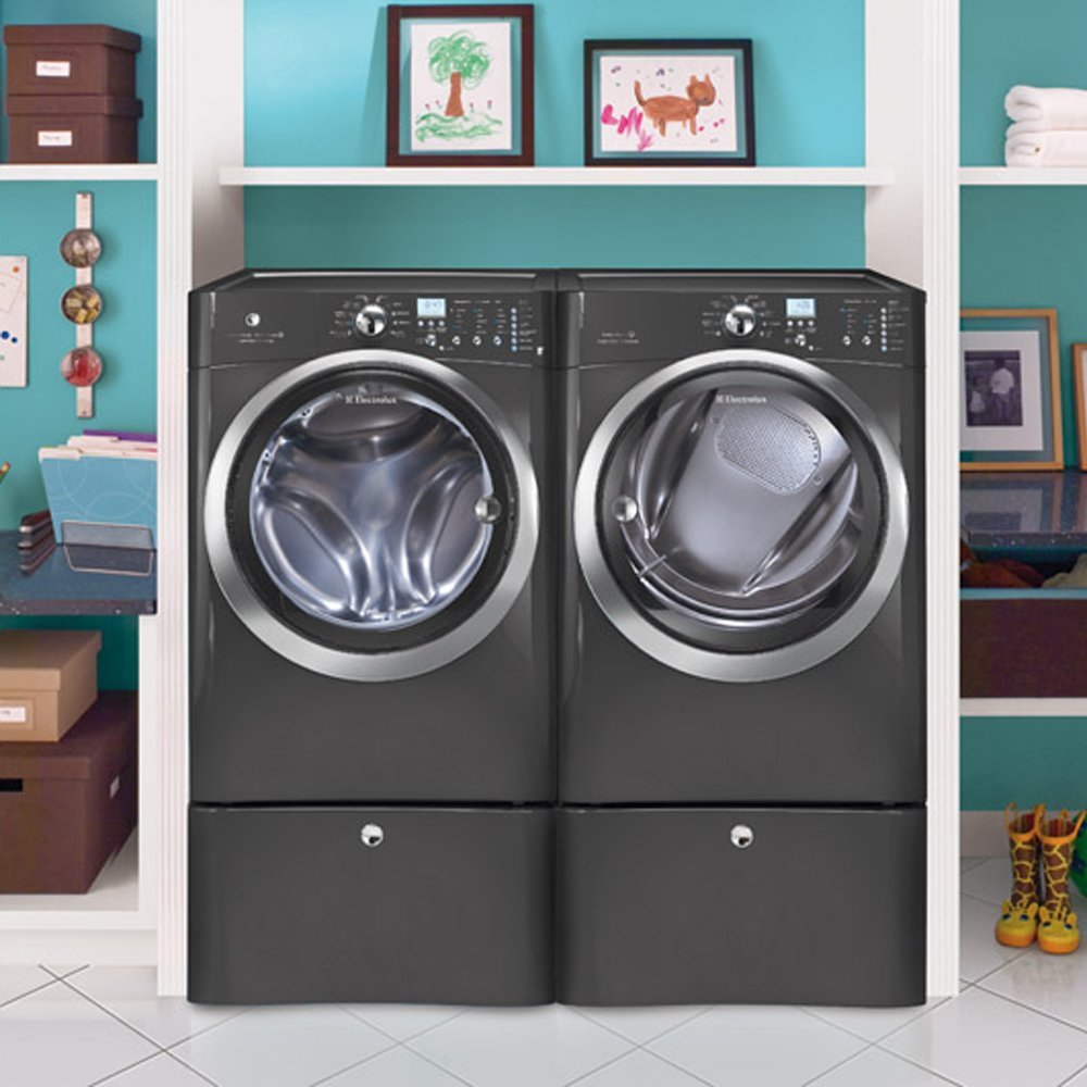 Electrolux Laundry Bundle | Electrolux EIFLS60LT Washer & Electrolux EIMED60LT Electric Dryer w/Pedestals - Titanium
