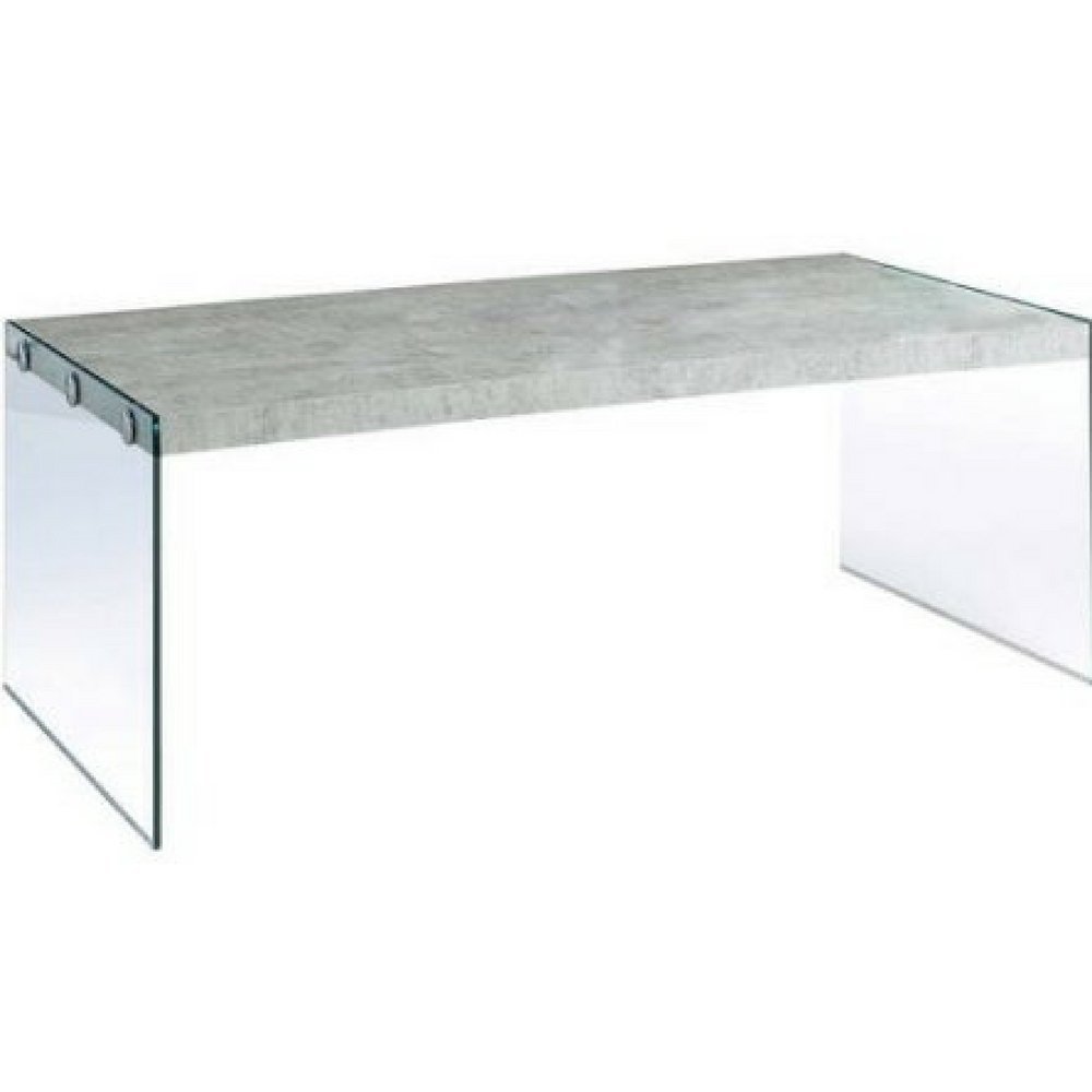 Monarch Reclaimed-Look/Tempered Glass Cocktail Table (Grey Cement)