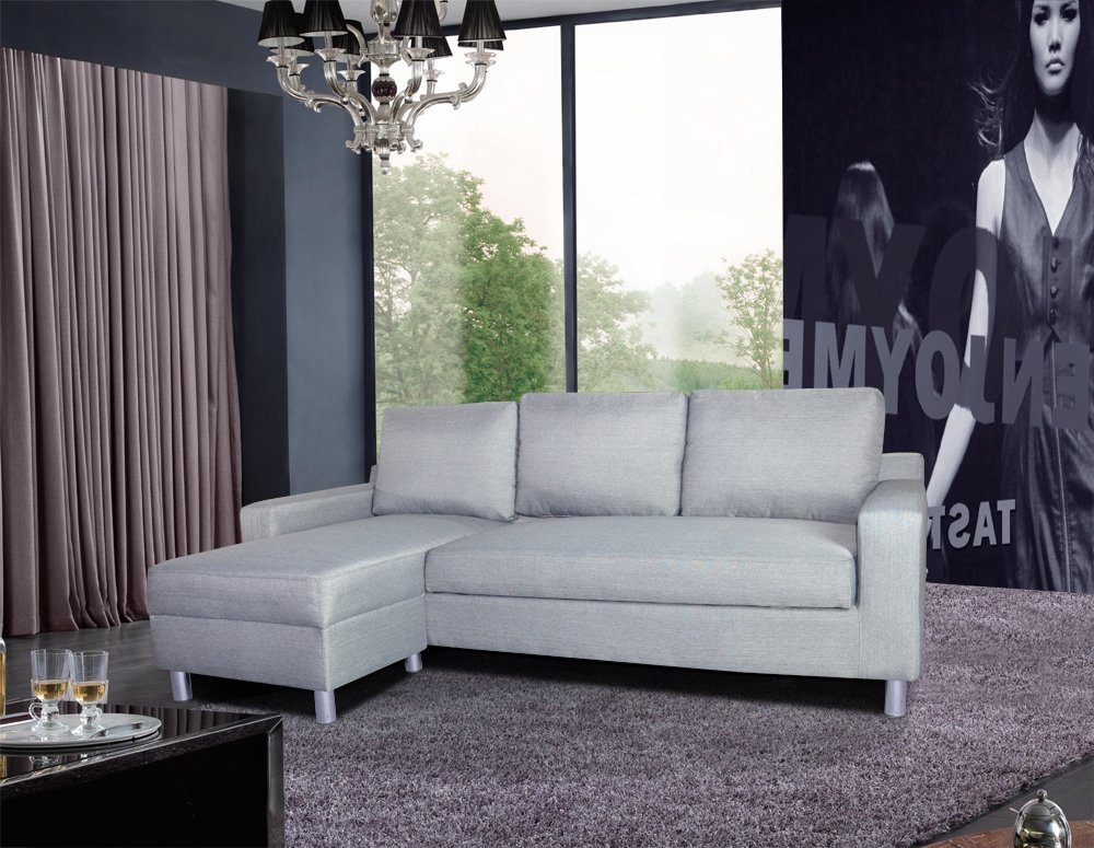 US Pride Furniture Kachy Fabric Convertible Sleeper Sectional Sofa Bed & Facing-Left Chaise, Gray